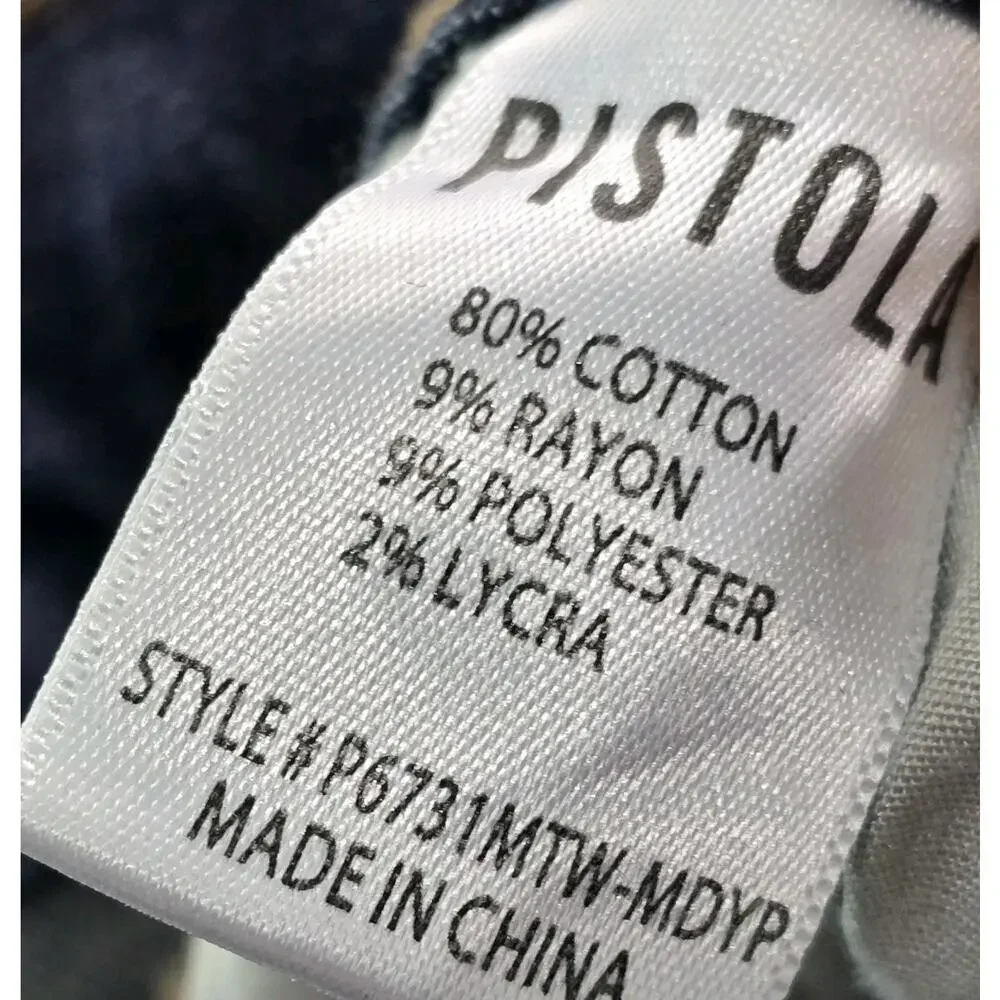 Pistola Jeans Women 31 High Rise Denim Dark Wash Skinny Moody Whiskering